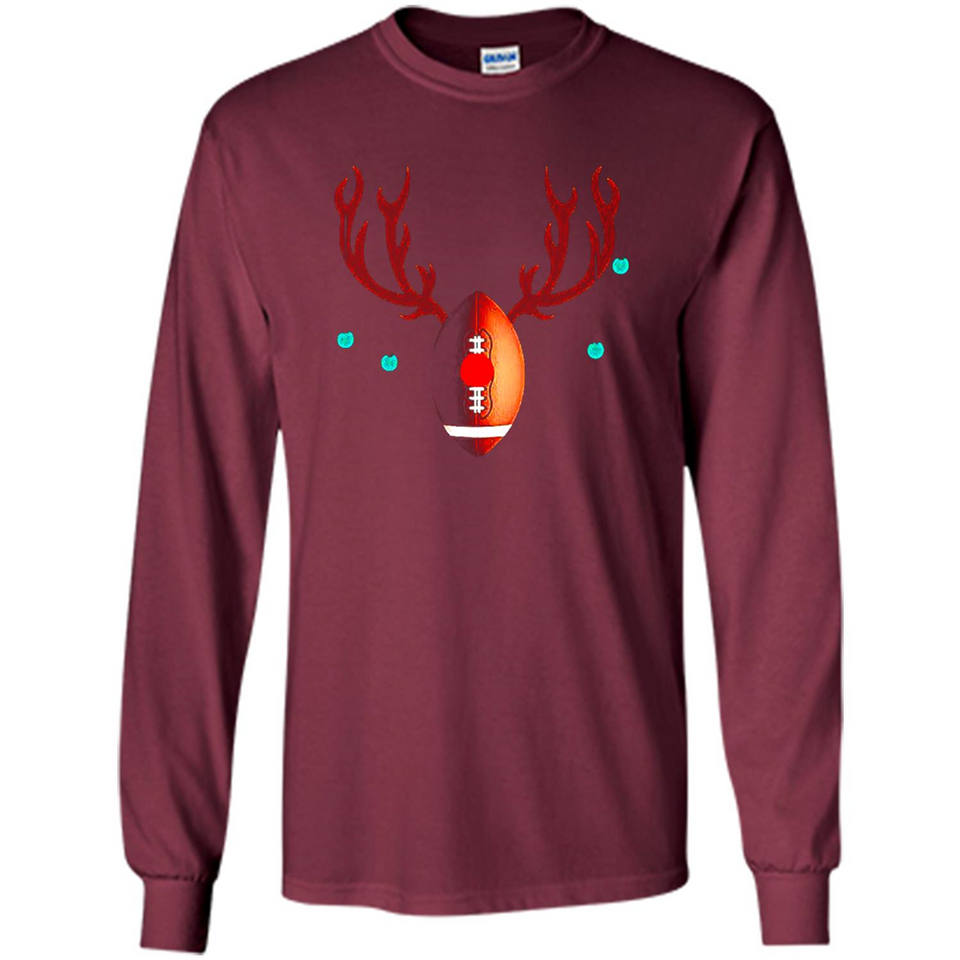 Football Christmas Shirt Reindeer Christmas Football Funny - Long Sleeve T-Shirt