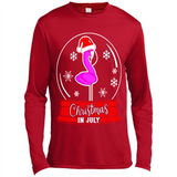 Christmas In July Flamingo Snow Globe Santa Hat - Canvas Long Sleeve T-Shirt