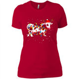Christmas Lights Cow Wearing Santa Hat Funny Xmas Sweatshirt - Ladies' Boyfriend T-Shirt