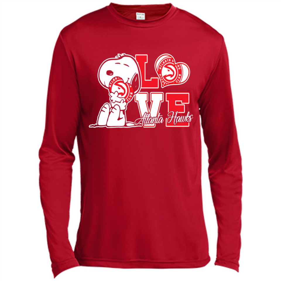 Snoopy loves NBA Atlanta Hawks - Canvas Long Sleeve T-Shirt