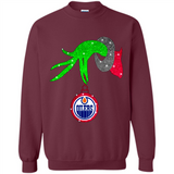 GRINCH HAND HOLDING EDMONTON OILERS GLITTER CHRISTMAS PINGPONG