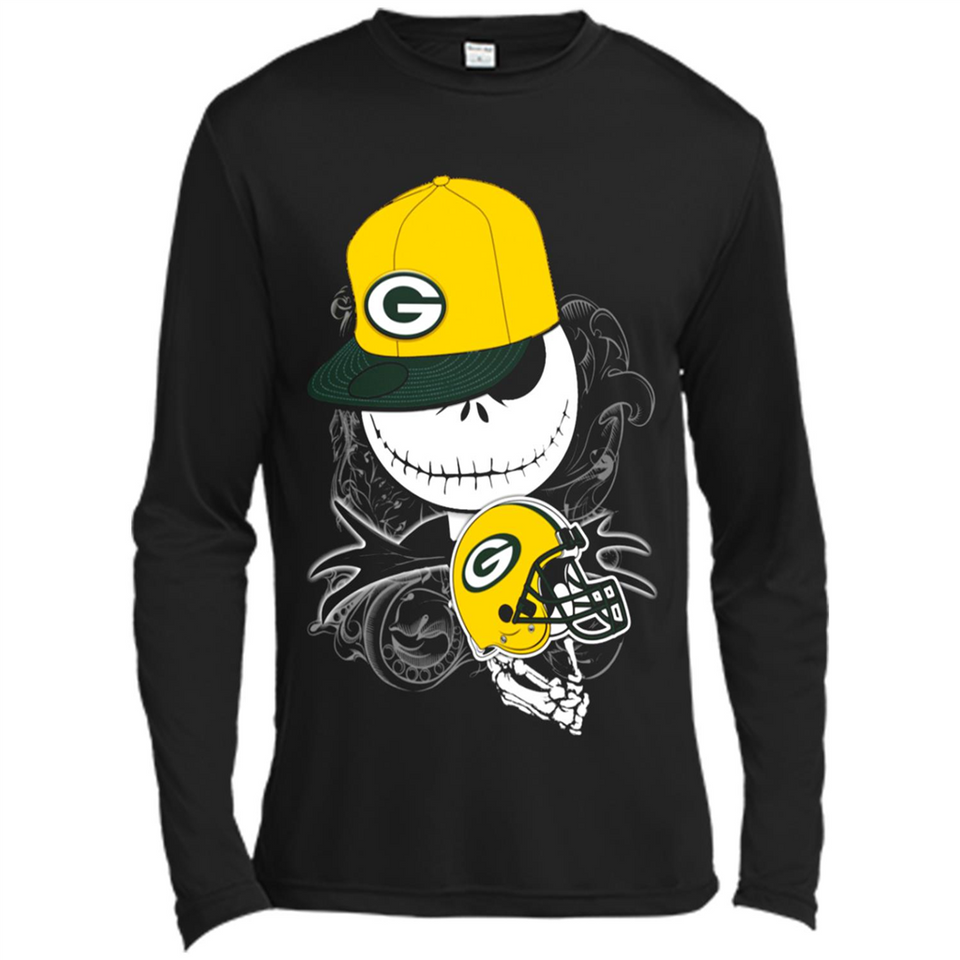 Jack Skellington The Nightmare Before Christmas-Packers Football - Canvas Long Sleeve T-Shirt