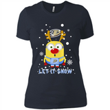 Minion Anaheim Ducks Ugly Christmas Sweater Let it Snow - Ladies' Boyfriend T-Shirt