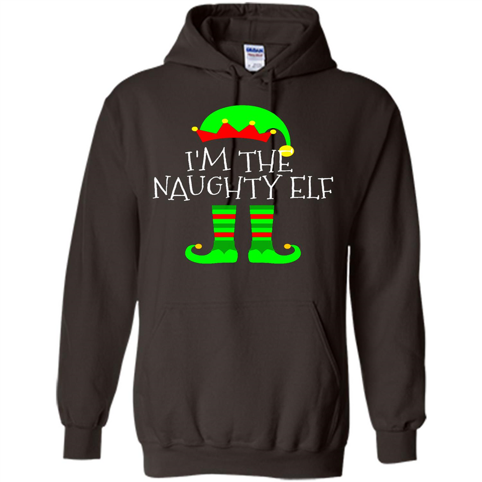 Matching Family Christmas Shirt Funny I'm The Naughty Elf Black mugs PINGPONG - Hoodie