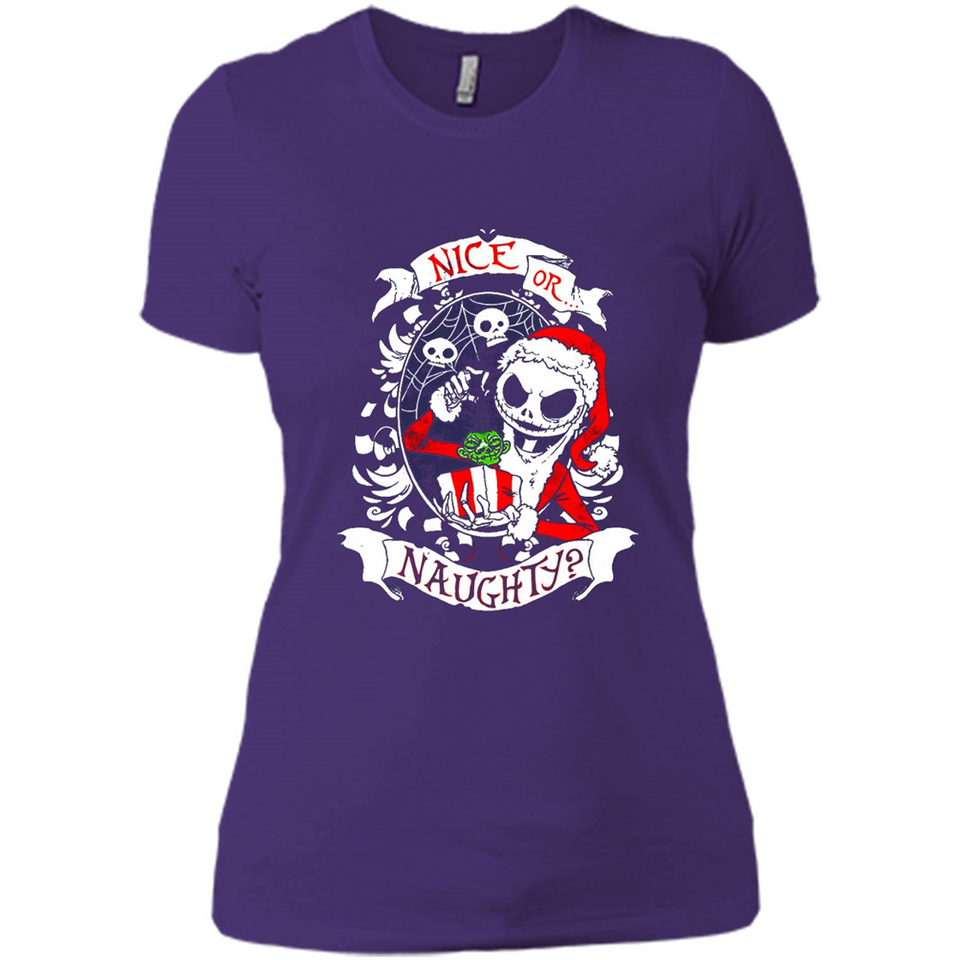 Christmas Shirt, Santa Nice Or Naughty Xmas - Ladies' Boyfriend T-Shirt