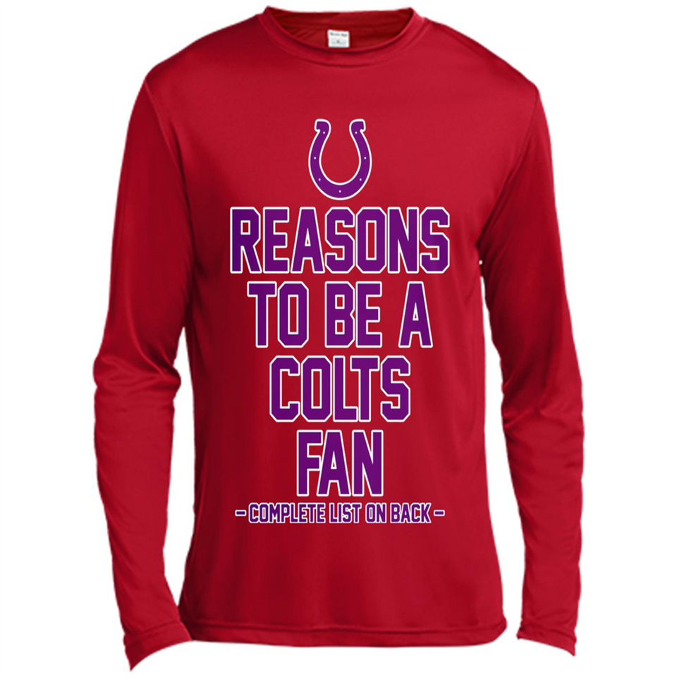 Reasons to be a Indianapolis Colts Fan Complete List on Back - Canvas Long Sleeve T-Shirt
