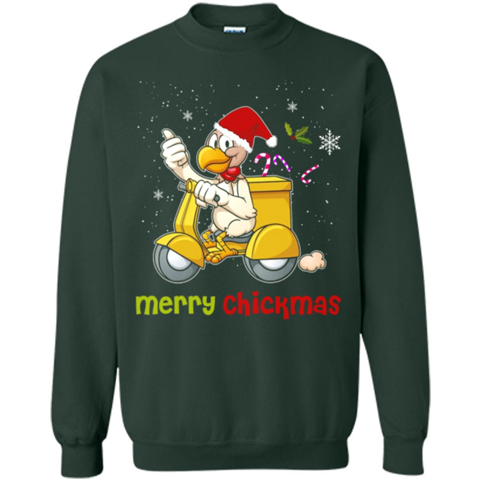 Funny Santa Christmas Chicken Shirt - Merry Chickmas - Sweatshirt