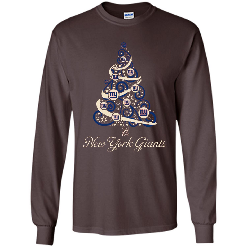 New York Giants NFL Football Team Logo Christmas Tree T-Shirt - Long Sleeve T-Shirt
