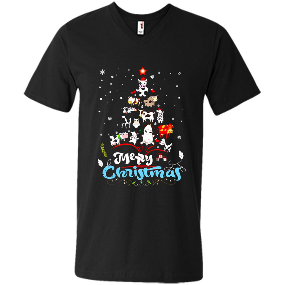 Christmas Ugly Sweater Animal Tree Pine Merry Christmas - Men's V-Neck
