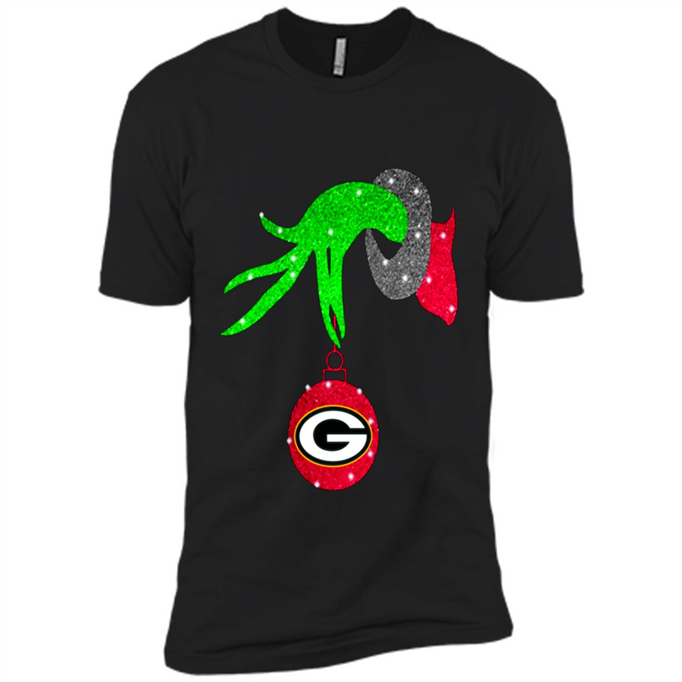 GRINCH HAND HOLDING GREEN BAY PACKERS GLITTER CHRISTMAS PINGPONG