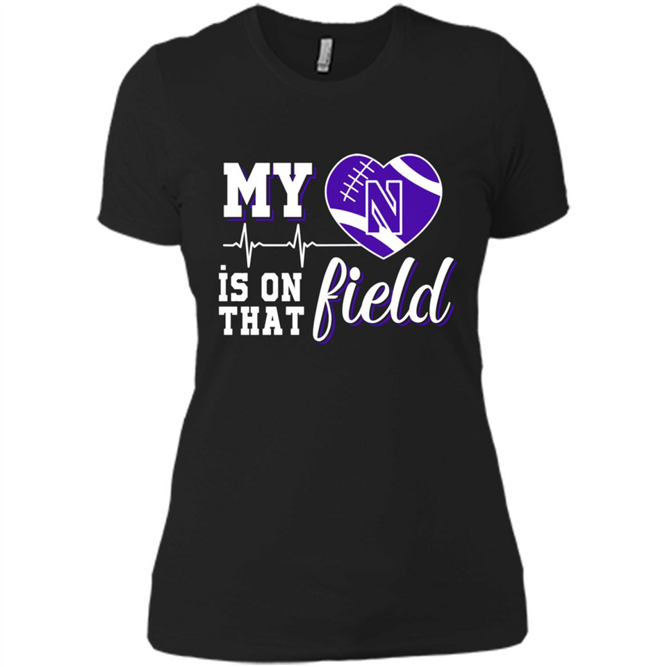 Northwestern Wildcats Football My Heart is on that Field - Ladies' Boyfriend T-Shirt