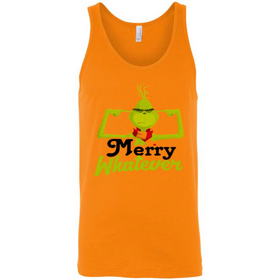 Grinch Merry Whatever Funny Christmas Sporty - Canvas Unisex Tank