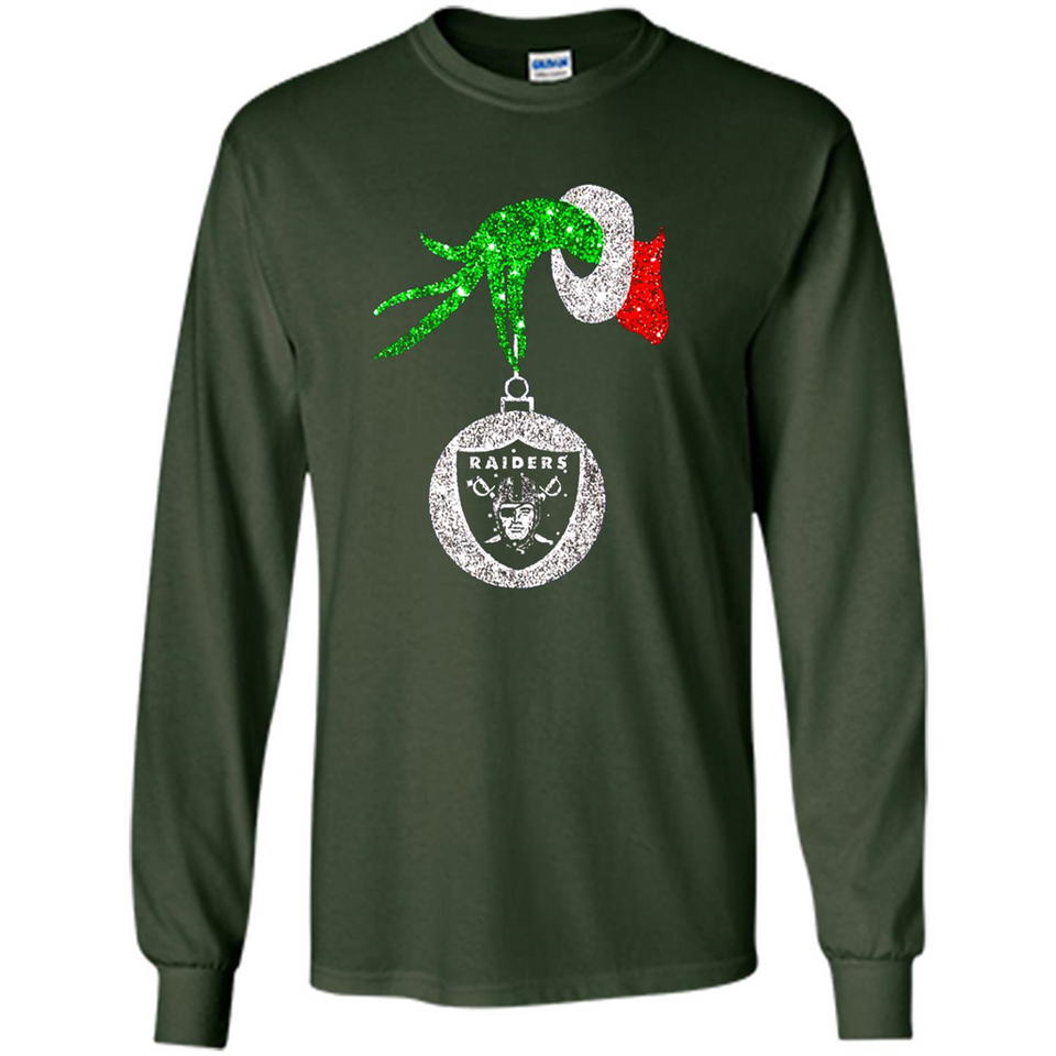 Amazing tee Oakland Raiders Glitter Grinch Monogram Ornament Christmas Gift - Long Sleeve T-Shirt