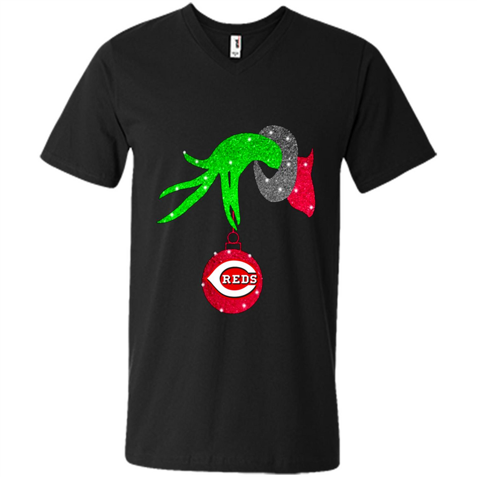 GRINCH HAND HOLDING CINCINNATI REDS GLITTER CHRISTMAS PINGPONG