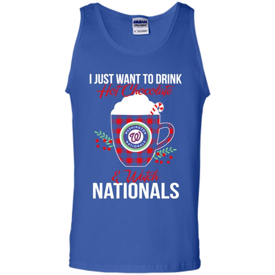 I Just Want To Drink Hot Chocolate & Watch Washington Nationals Ugly Christmas Sweater PINGPONG
