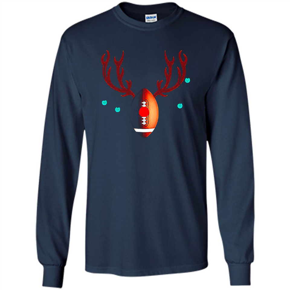 Football Christmas Shirt Reindeer Christmas Football Funny - Long Sleeve T-Shirt