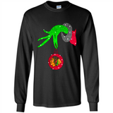 GRINCH HAND HOLDING CHICAGO BLACKHAWKS GLITTER CHRISTMAS PINGPONG