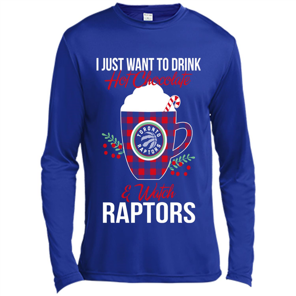 I Just Want To Drink Hot Chocolate & Watch Toronto Raptors Ugly Christmas Sweater PINGPONG