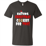Womens Funny Eating Christmas Cookies For Two Pregnancy - Men's V-Neck