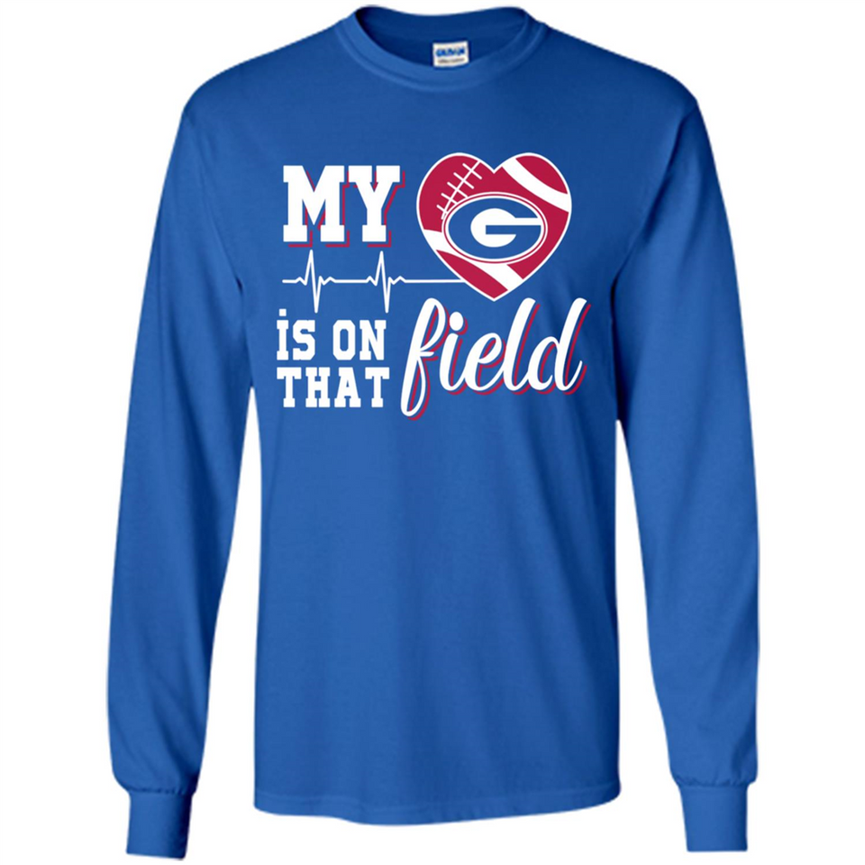 Georgia Bulldogs Football My Heart is on that Field - Long Sleeve T-Shirt