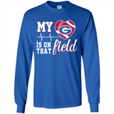 Georgia Bulldogs Football My Heart is on that Field - Long Sleeve T-Shirt