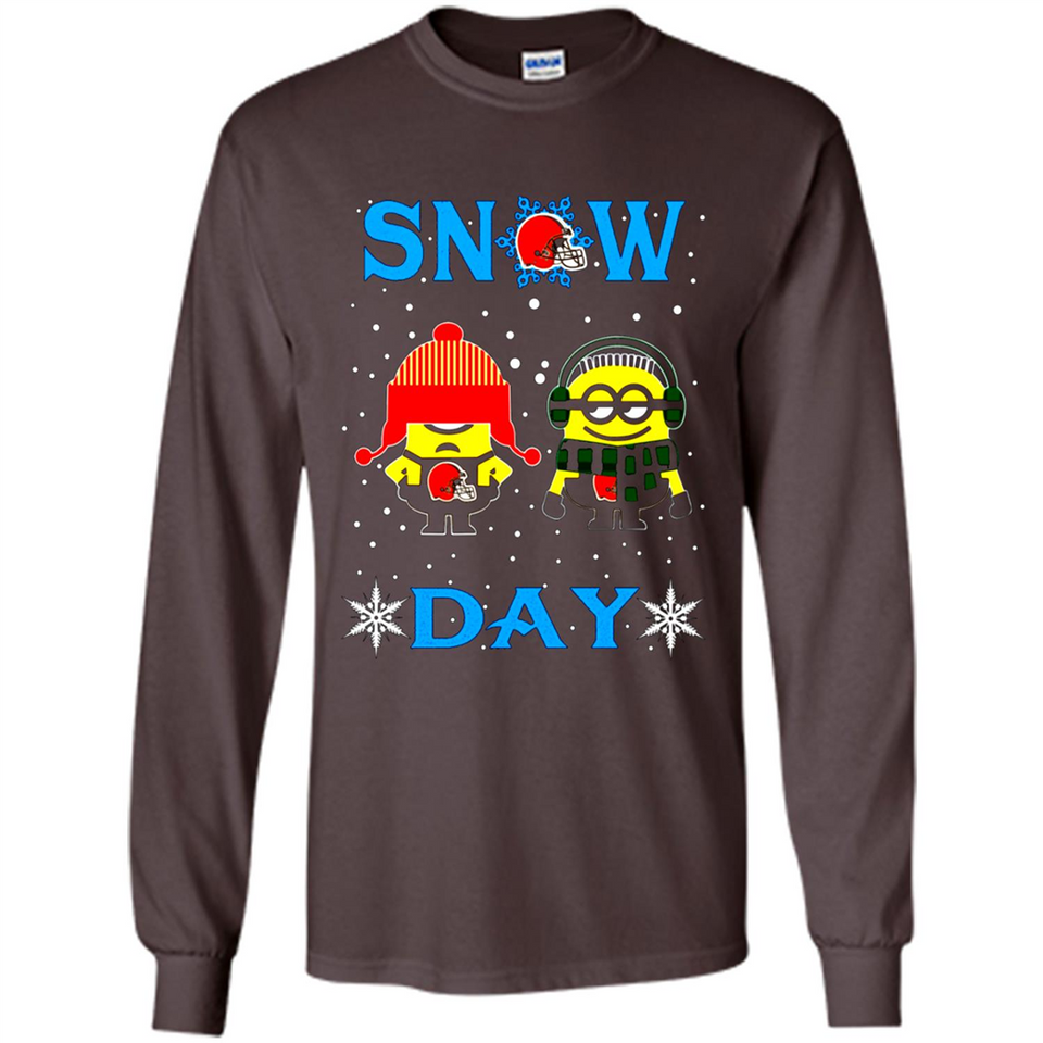 Snow Day Shirt For Cleveland Browns Vs Minion Fans pingpong