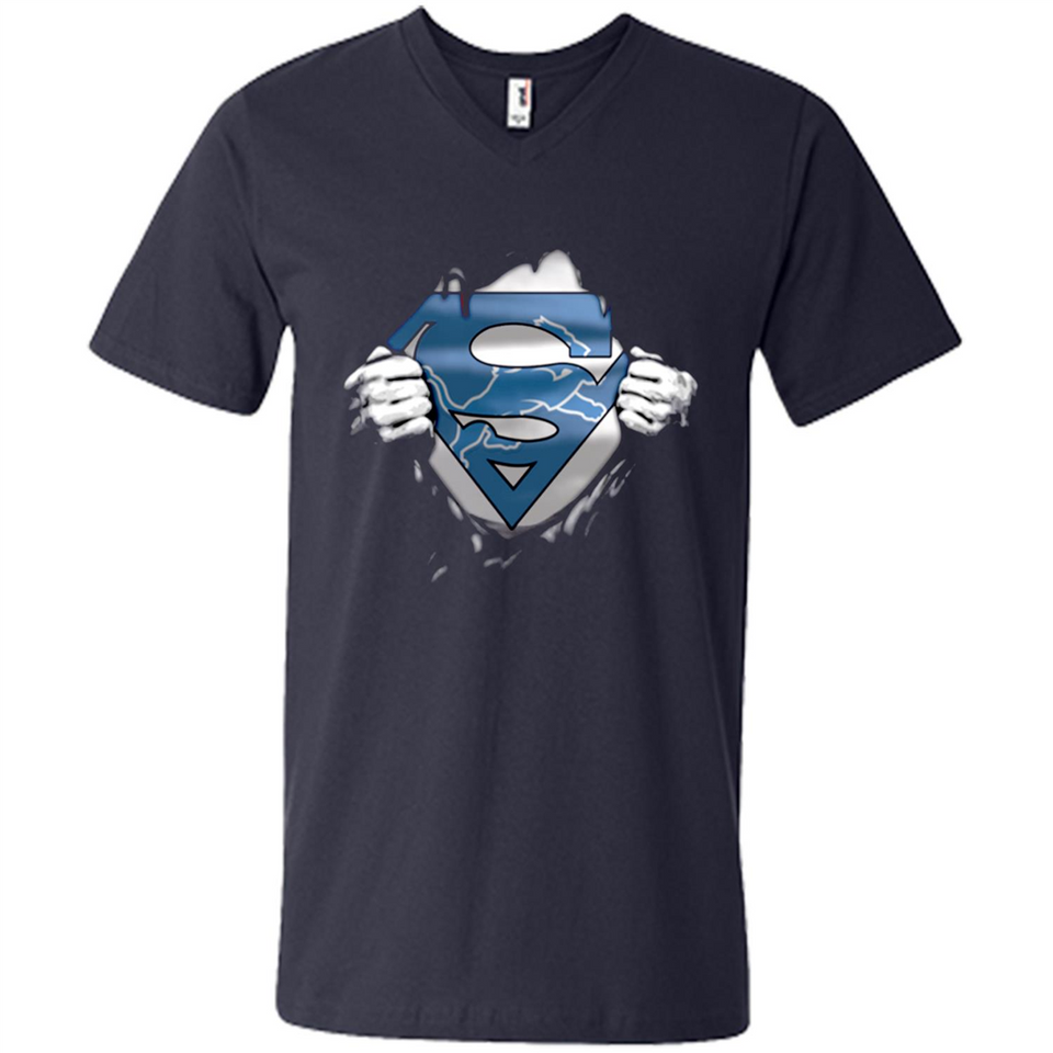 Detroit Lions And Superman Fans - Men's V-Neck