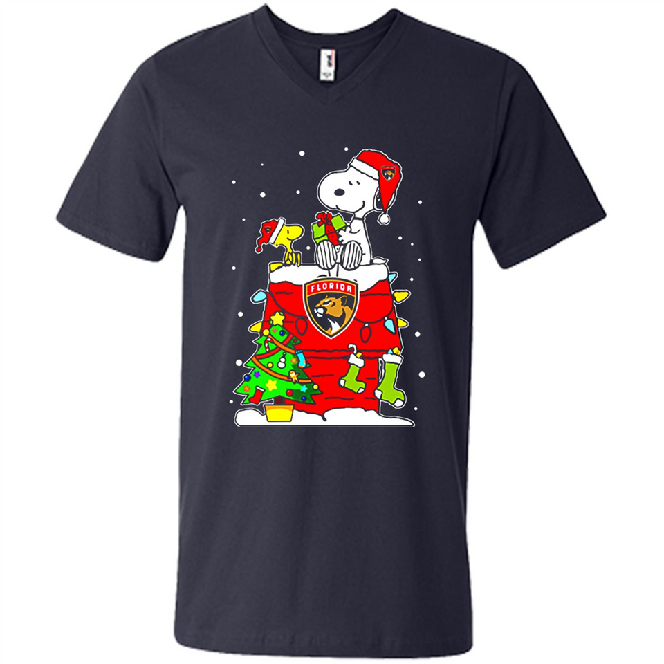 Florida Panthers Snoopy Ugly Christmas Sweaters - Men's V-Neck