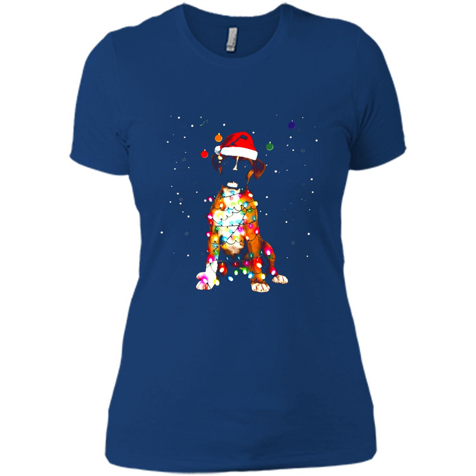 Christmas Lights Boxer Dog Funny Xmas Sweatshirt - Ladies' Boyfriend T-Shirt