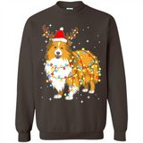 Christmas Lights Shetland Sheepdog Wearing Santa Hat Funny Xmas - Sweatshirt