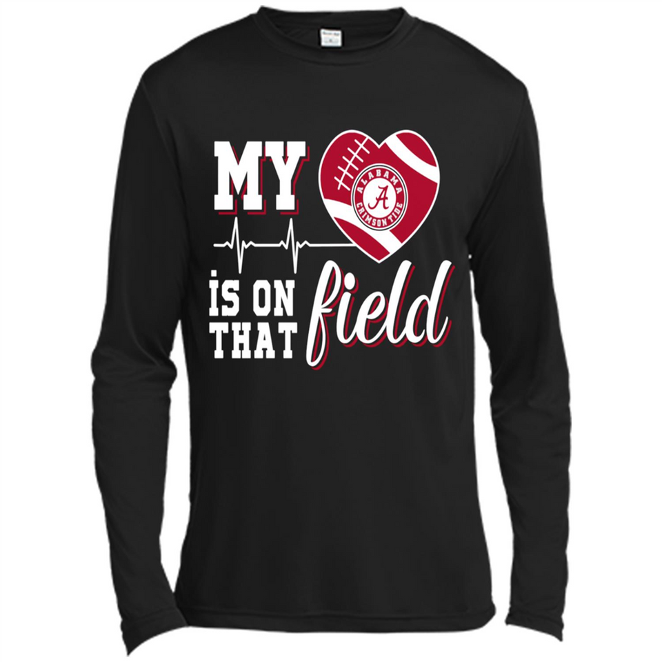Alabama Crimson Football My Heart is on that Field - Canvas Long Sleeve T-Shirt