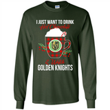 I Just Want To Drink Hot Chocolate & Watch Vegas Golden Knights Ugly Christmas Sweater PINGPONG