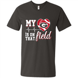 Georgia Bulldogs Football My Heart is on that Field - Men's V-Neck