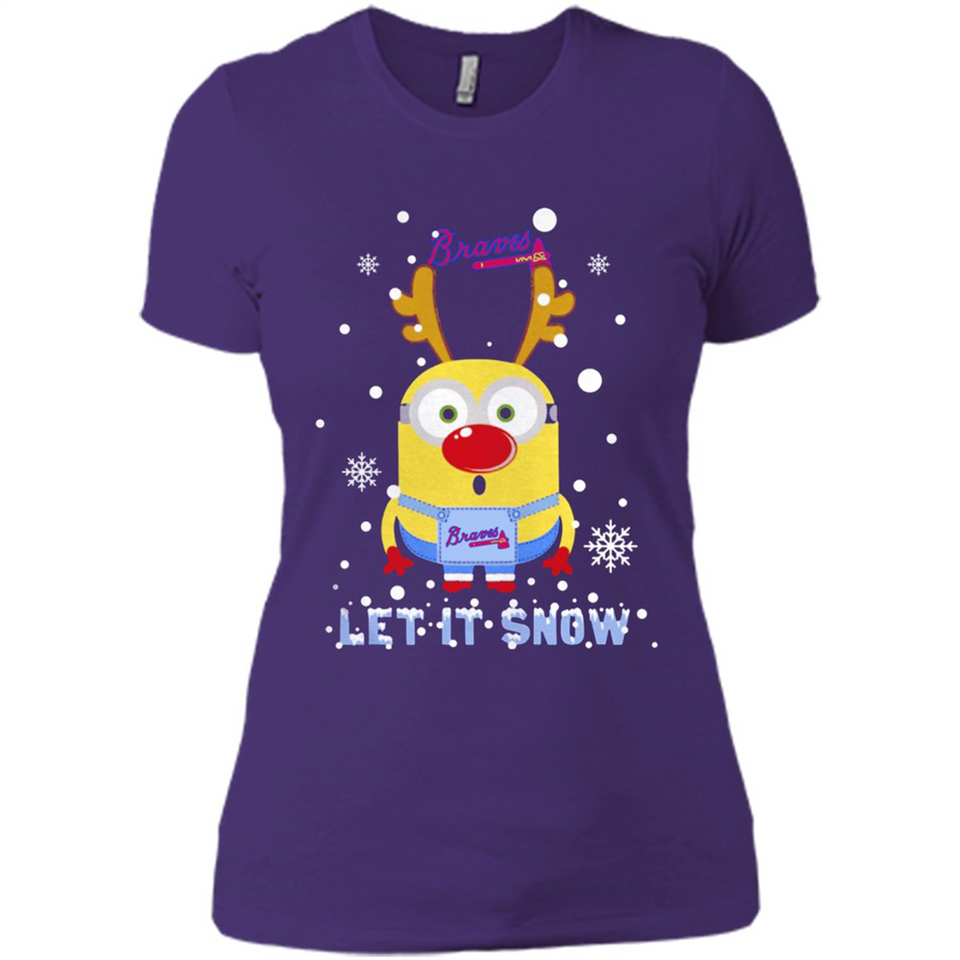 Minion Atlanta Braves Ugly Christmas Sweater Let it Snow - Ladies' Boyfriend T-Shirt