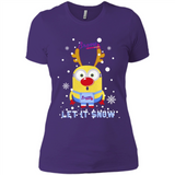 Minion Atlanta Braves Ugly Christmas Sweater Let it Snow - Ladies' Boyfriend T-Shirt
