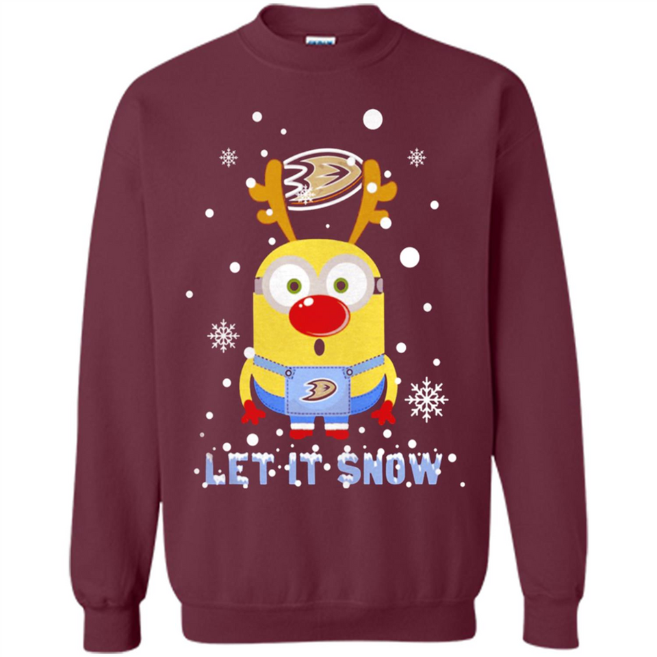 Minion Anaheim Ducks Ugly Christmas Sweater Let it Snow - Sweatshirt