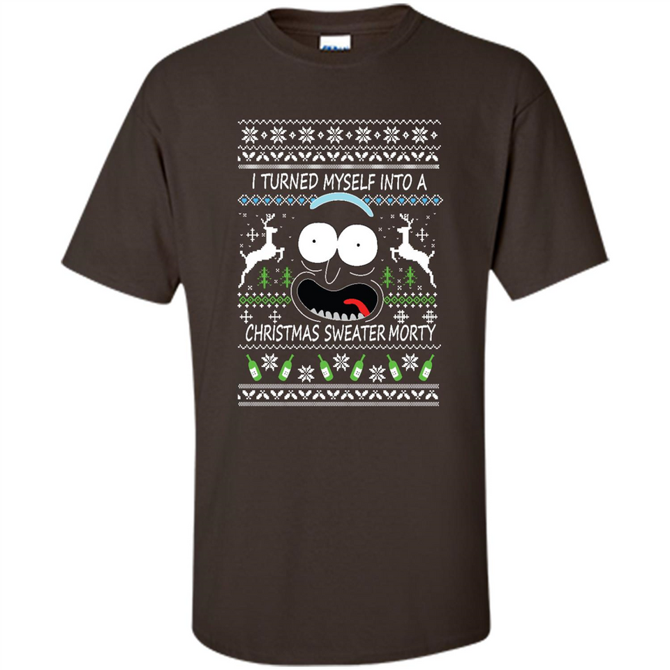 RICK AND MORTY-I TURNED MYSELF INTO A CHRISTMAS SWEATER MORTY UGLY XMAS SWEATER