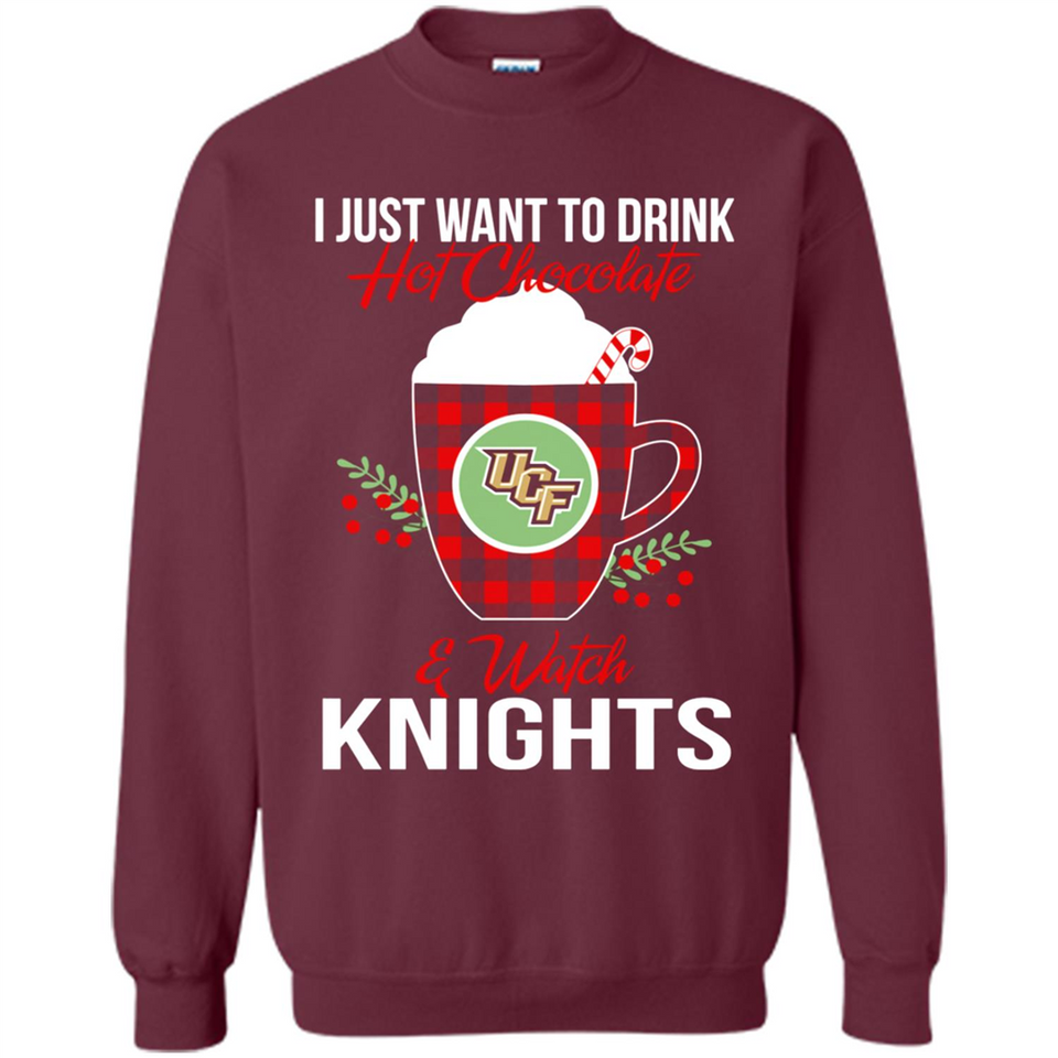 I Just Want To Drink Hot Chocolate & Watch UCF Knights Ugly Christmas Sweater PINGPONG