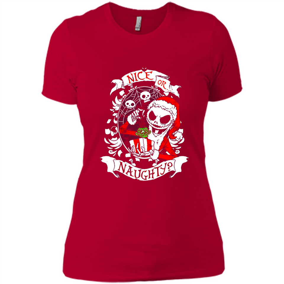 Christmas Shirt, Santa Nice Or Naughty Xmas - Ladies' Boyfriend T-Shirt