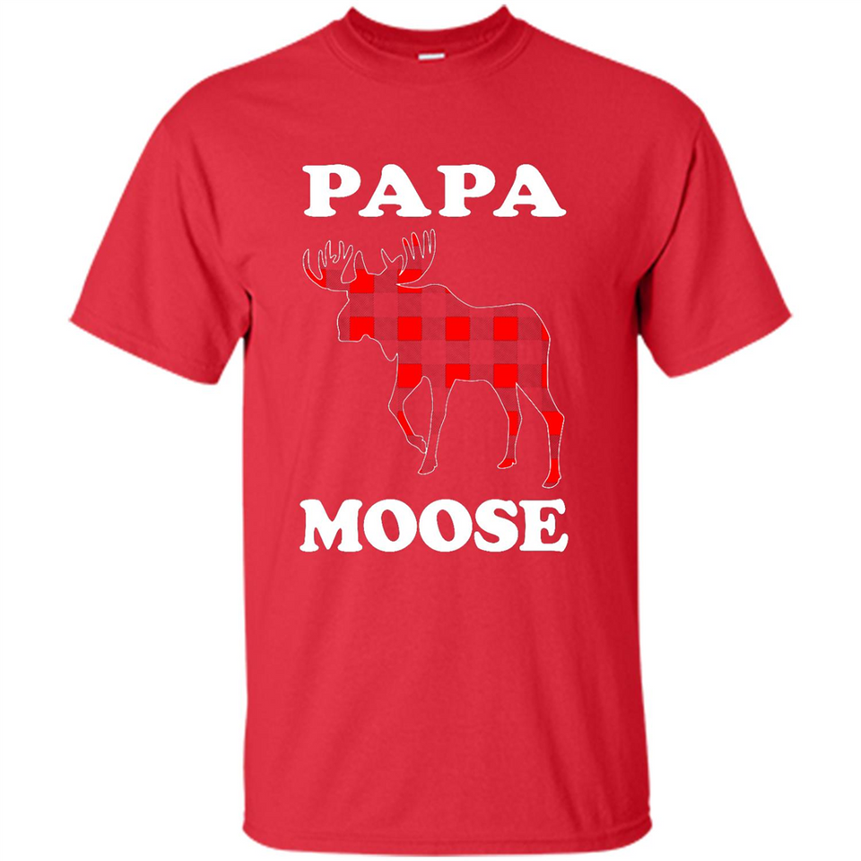Papa Moose Funny Christmas Plaid Buffalo T-Shirt - Shirt