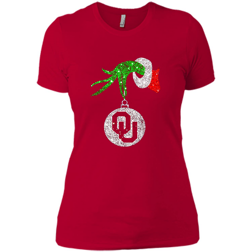 Amazing tee Oklahoma Sooners Glitter Grinch Monogram Ornament Christmas Gift - Ladies' Boyfriend T-Shirt