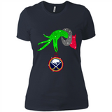GRINCH HAND HOLDING BUFFALO SABRES GLITTER CHRISTMAS PINGPONG