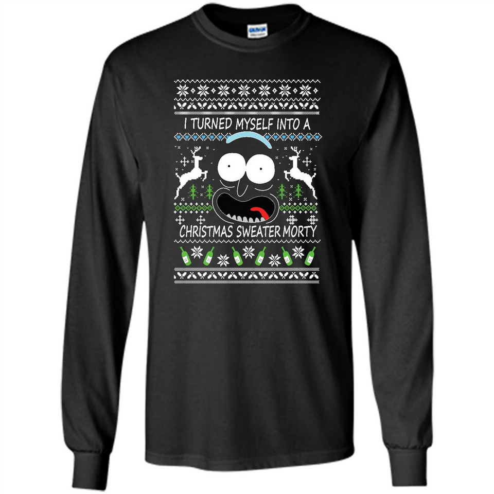 RICK AND MORTY-I TURNED MYSELF INTO A CHRISTMAS SWEATER MORTY UGLY XMAS SWEATER