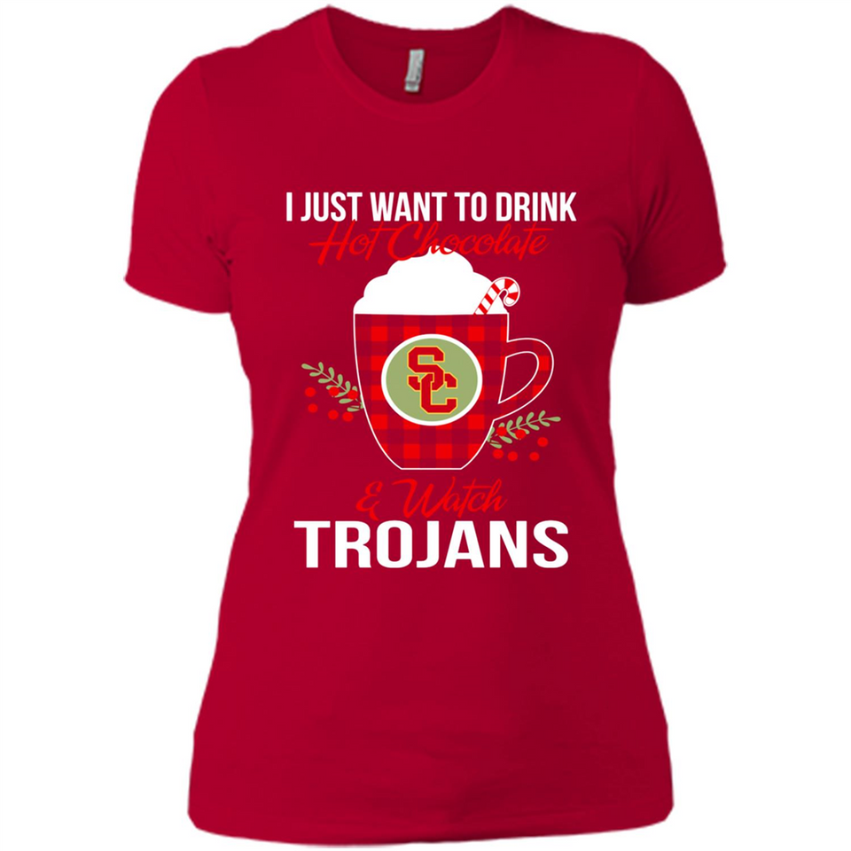 I Just Want To Drink Hot Chocolate & Watch USC Trojans Ugly Christmas Sweater PINGPONG