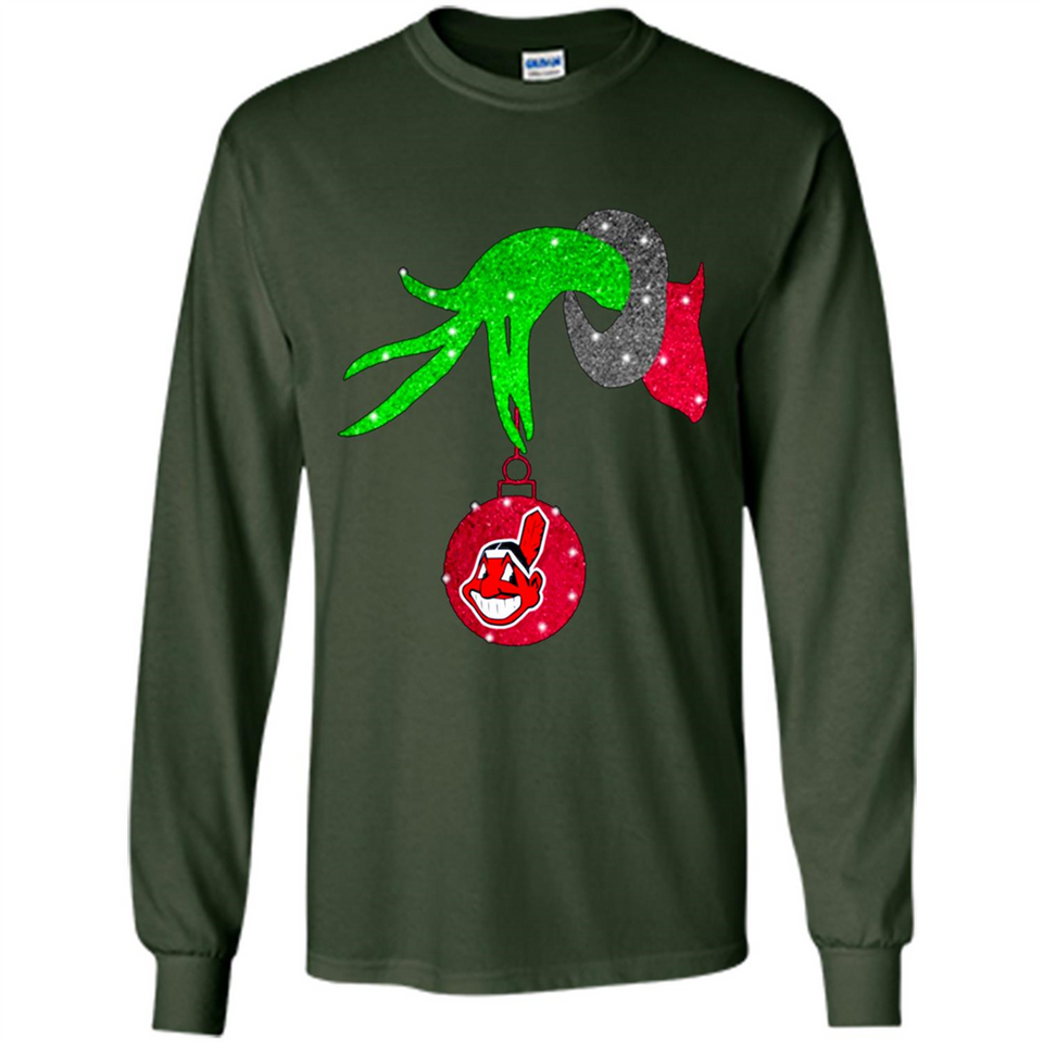 GRINCH HAND HOLDING CLEVELAND INDIANS GLITTER CHRISTMAS PINGPONG