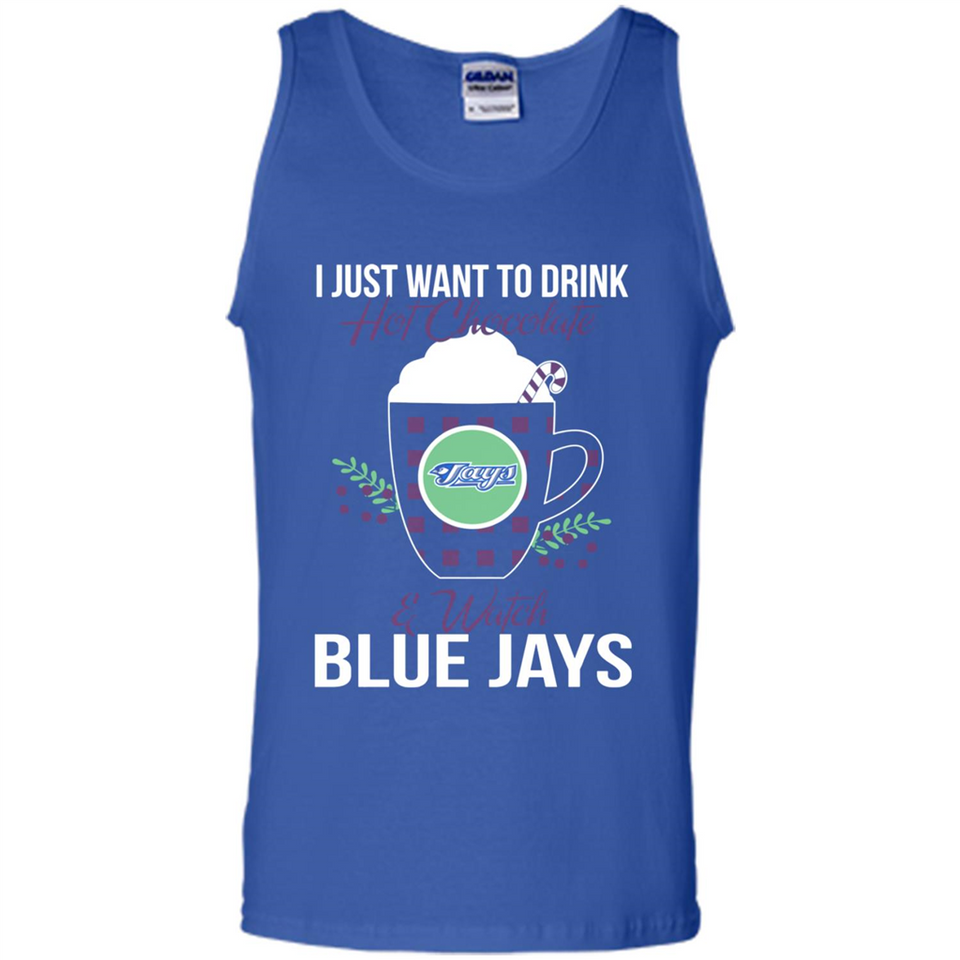 I Just Want To Drink Hot Chocolate & Watch Toronto Blue Jays Ugly Christmas Sweater PINGPONG