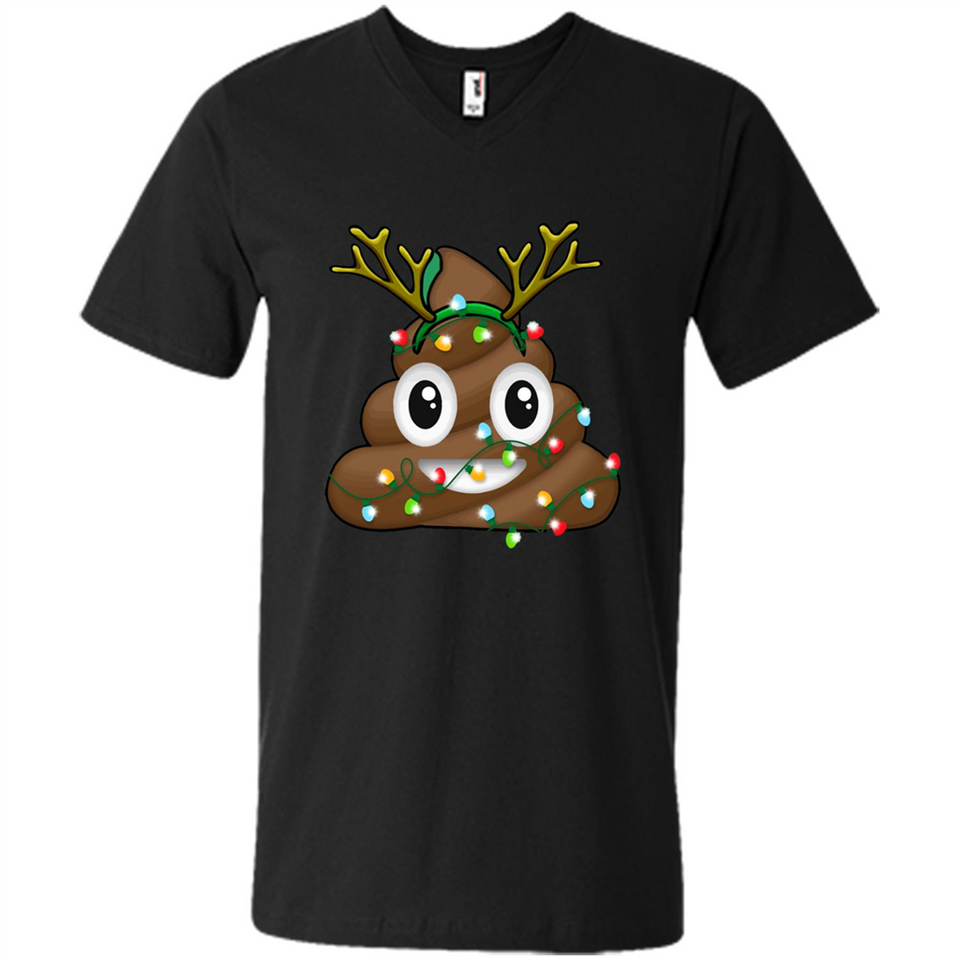 Reindeer Poop Emoji Cute Merry Christmas T-Shirt - Men's V-Neck