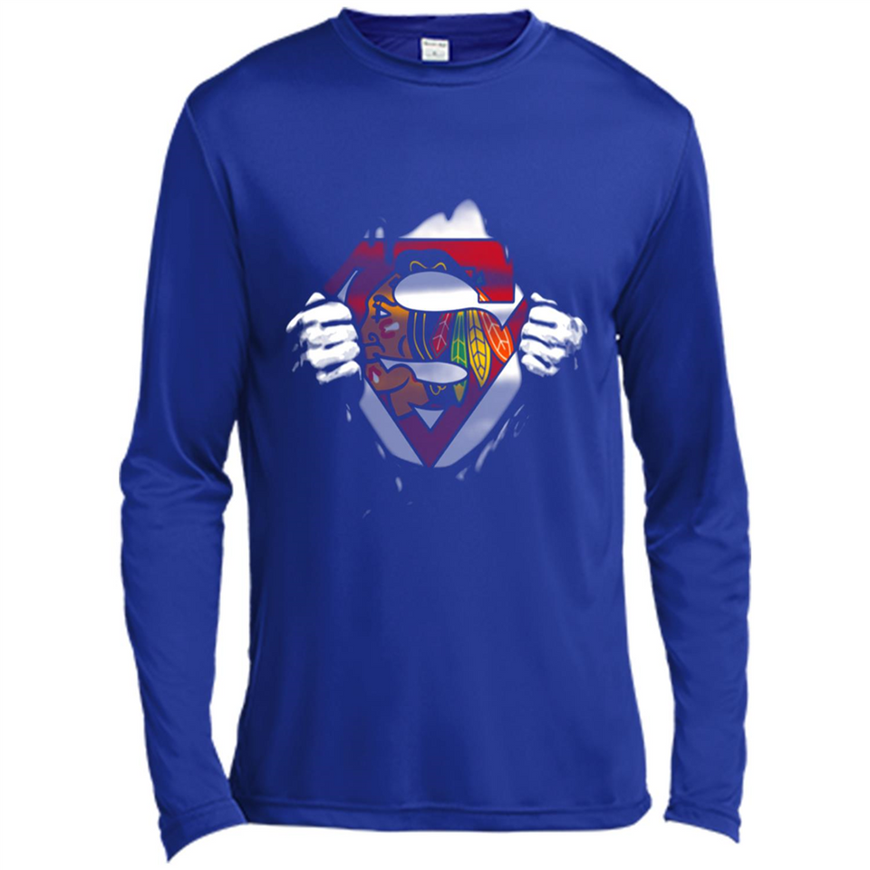 Chicago Blackhawks And Superman Fans - Canvas Long Sleeve T-Shirt
