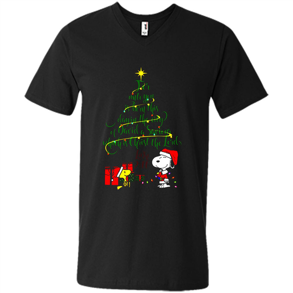 Snoopy Christmas Tree T-Shirt - Men's V-Neck