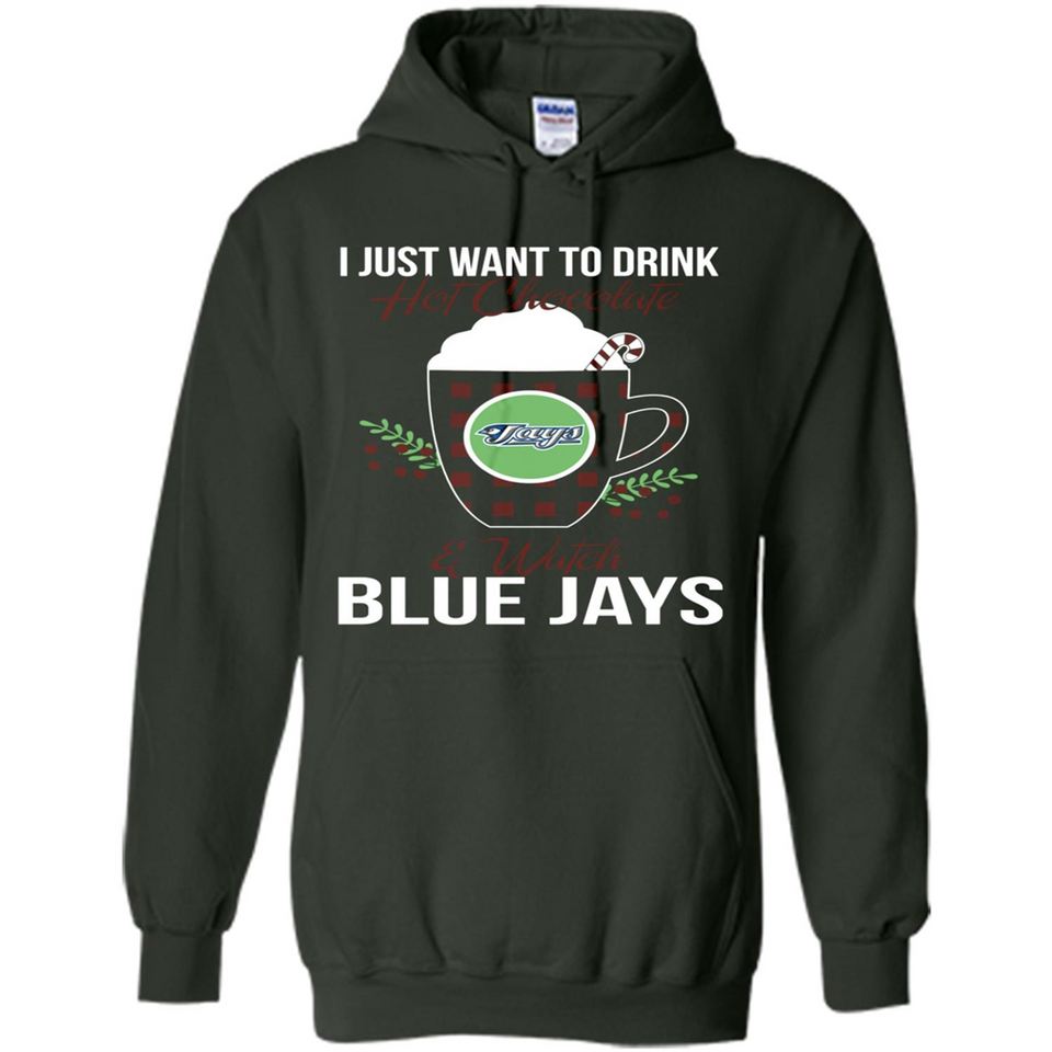 I Just Want To Drink Hot Chocolate & Watch Toronto Blue Jays Ugly Christmas Sweater PINGPONG